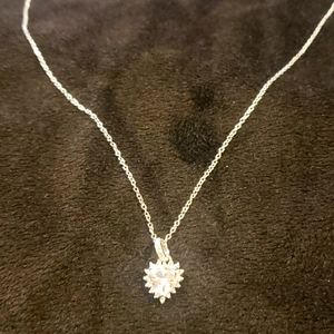 White Sapphire sterling silver heart pendent necklace
